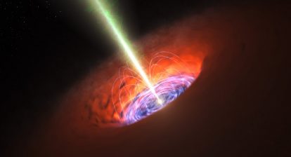 Artists impression of a supermassive black hole at the centre of galaxy ESO L Calcada. 360onhistory.com