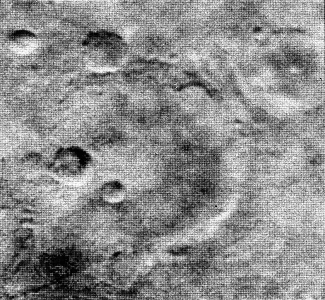First Image of Mars captured by Mariner 4 on its flyby. This is the first photograph of another planet.