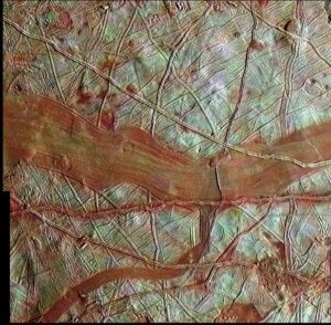 Water ice and salts on Europa. Credit: NASA/JPL-Caltech/SETI Institute