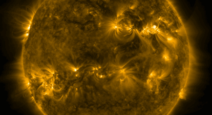 NASAs Solar Dynamics Observatory captured this image of a solar flare as seen in the bright flash in the top right portion of the image March 30 2022.