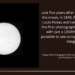Black and white image, the first ever image of the Sun. Text next to it says: Just five years after the first photo of the moon, in 1845, French physicists Louis Fizeau and Leon Foucault took the first photograph of the sun. Even with just a 1/60th exposure, it's possible to see sunspots in the 5-inch image.