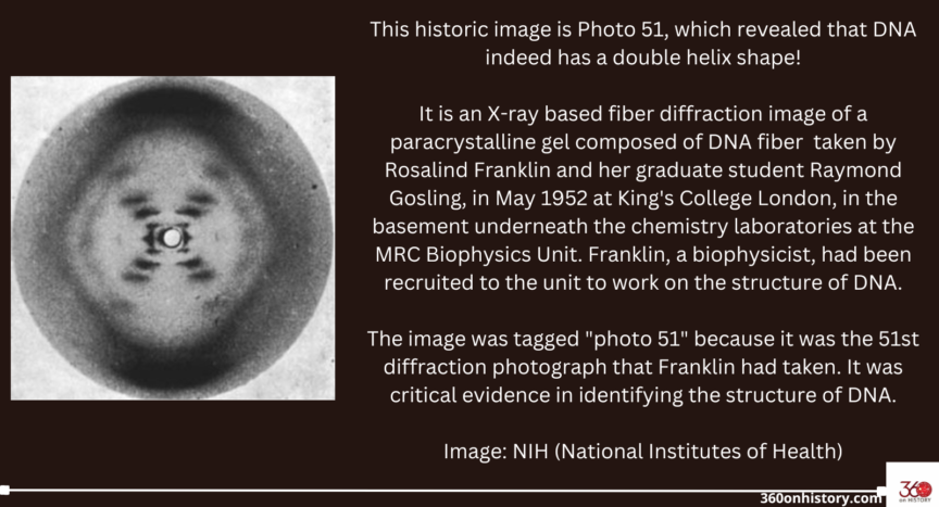 This historic image is Photo 51, which revealed that DNA indeed has a double helix shape!