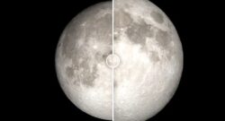 Comparison of regular full moon and super moon next to each other in a composite image.