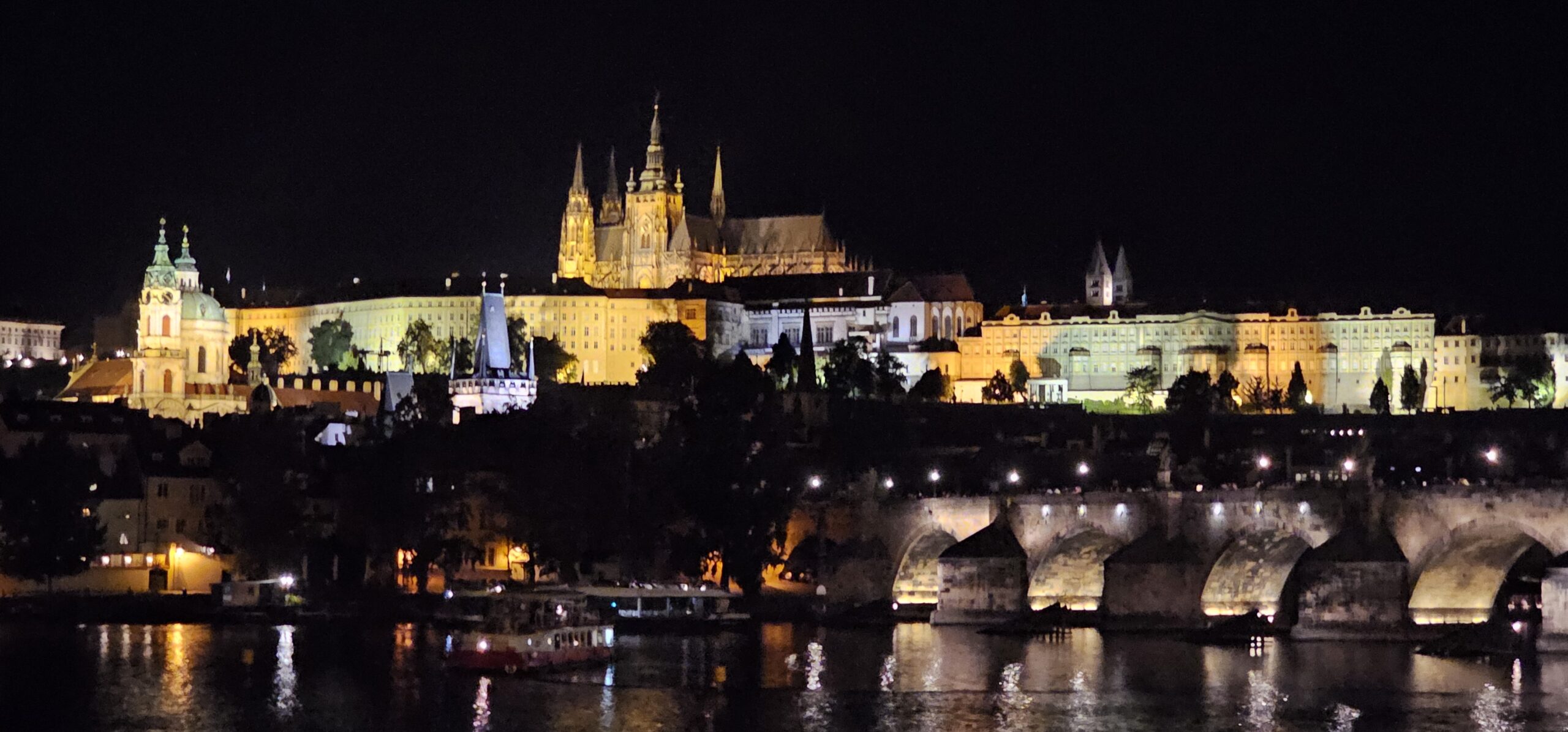 Hradčany Castle from a distance at night. Credit: 360onhistory.com
