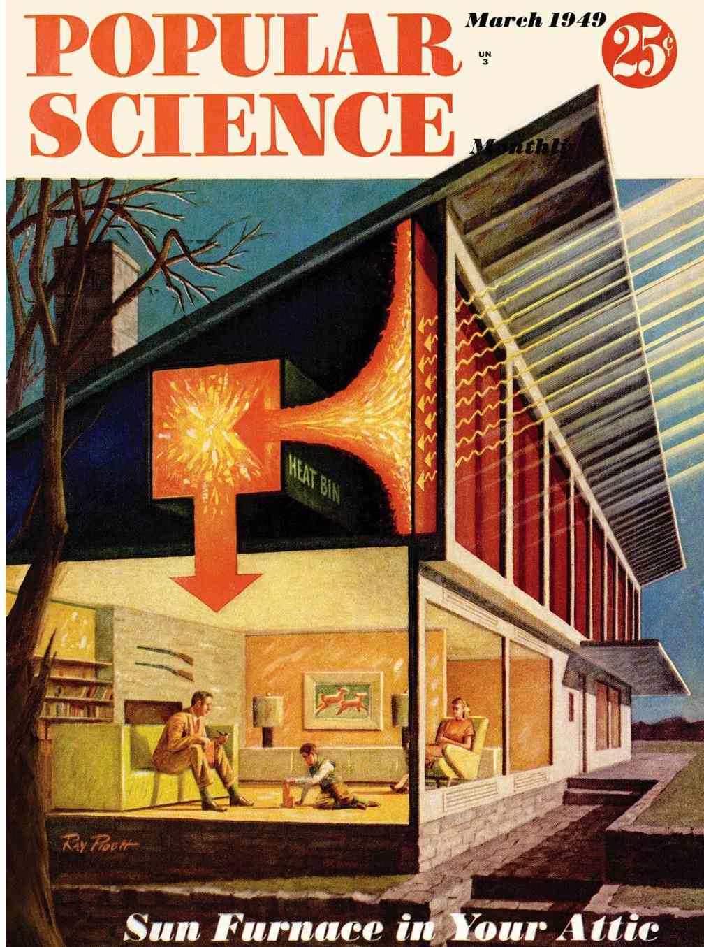 Popular Science Cover depicting the Dover Sun House, the first house heated by solar energy.