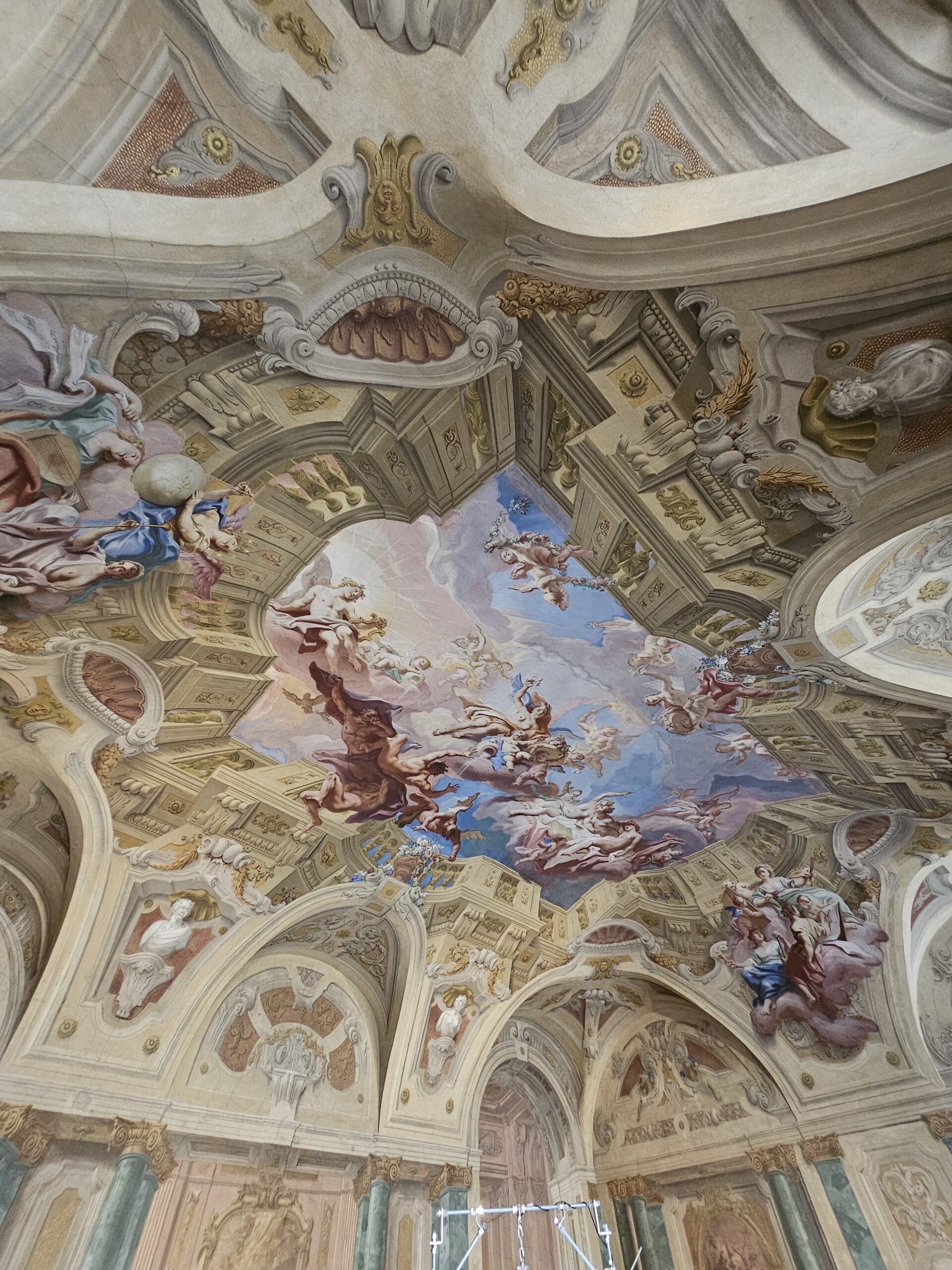 Ornately painted ceiling inside the Belvedere Musuem