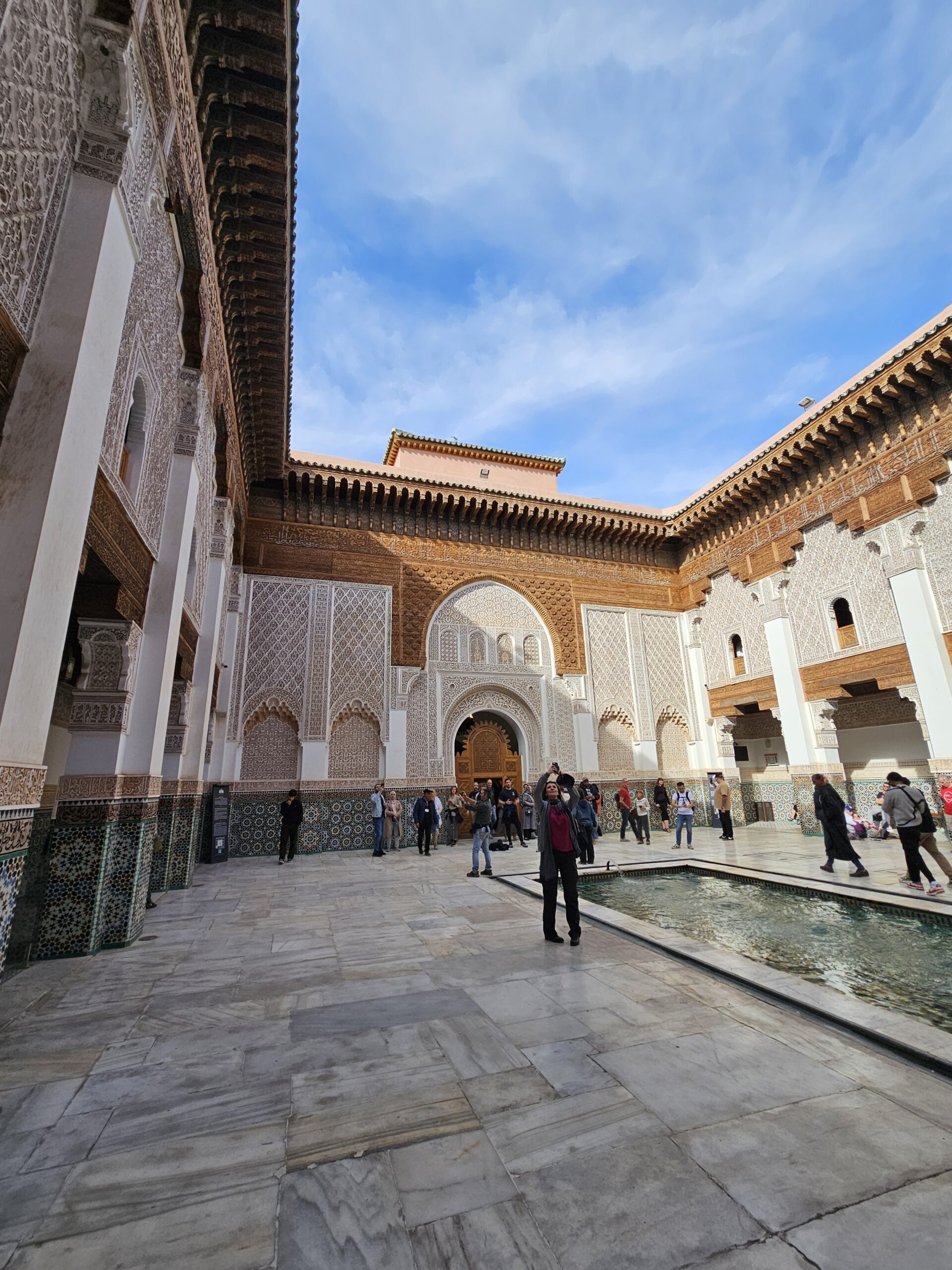 A central courtyard (riad) at Ben Youssef Madrasa, Marrakesh. Image by 360onhistory.com