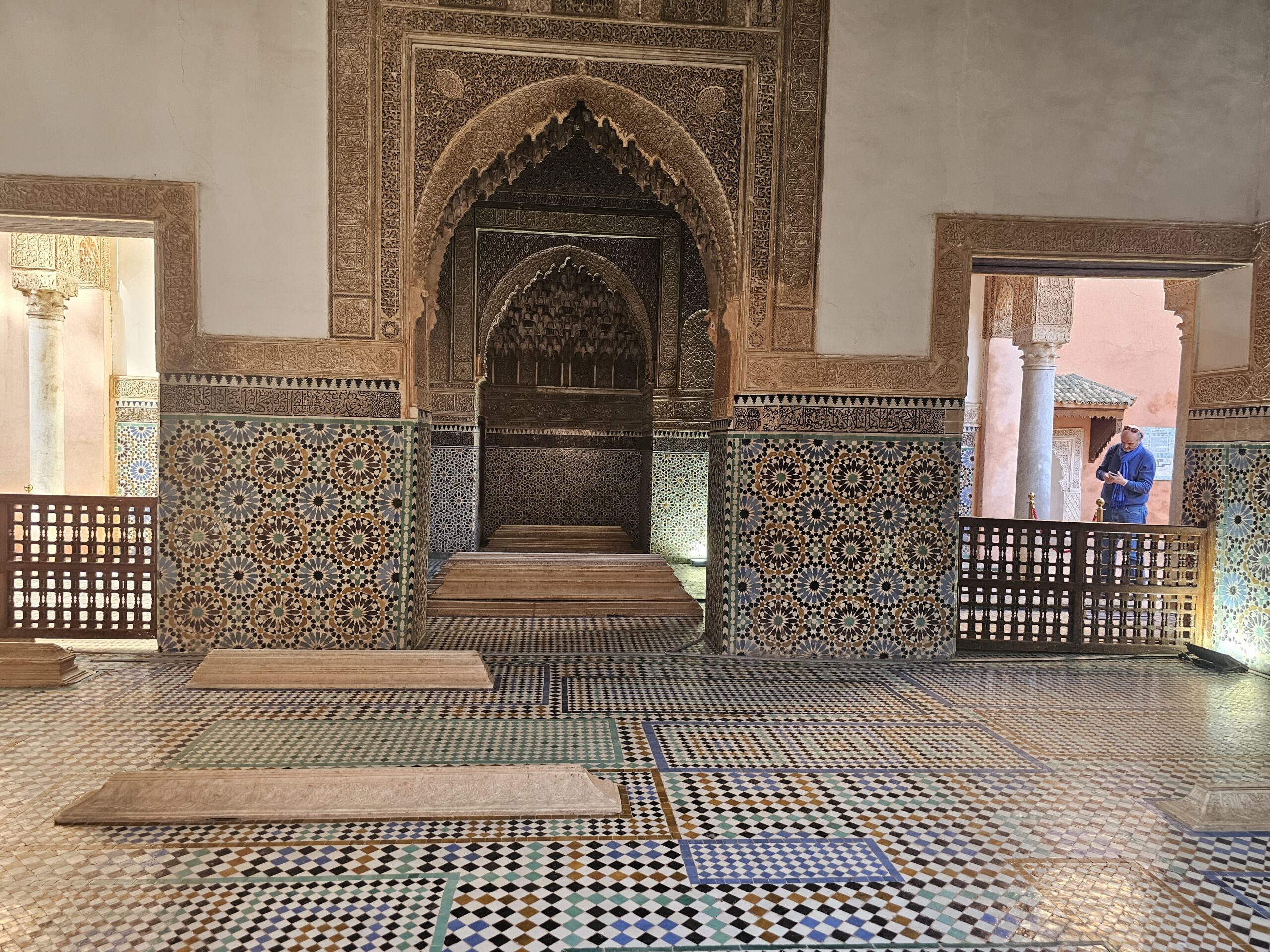 Graves inside Saadian Tombs, Marrakesh. This is the room of three niches. Image by 360onhistory.com