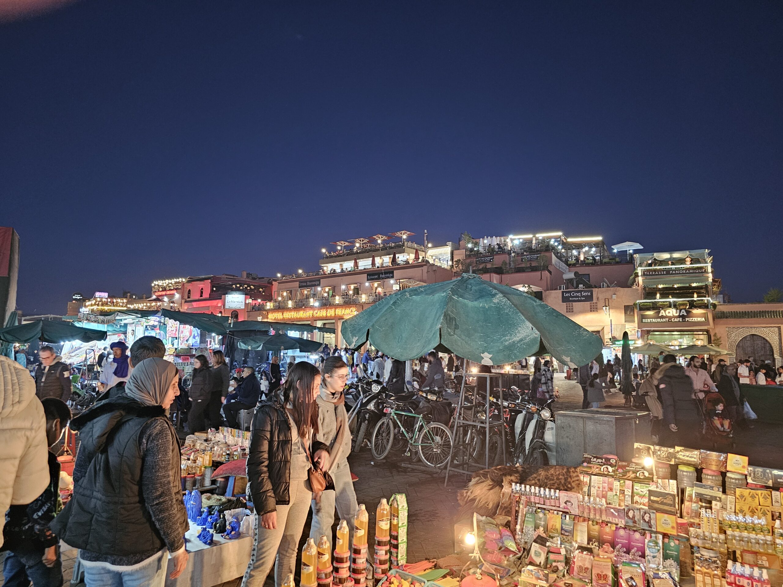 Stalls at Jemaa El Fnaa, Marrakesh. Image by 360onhistory.com