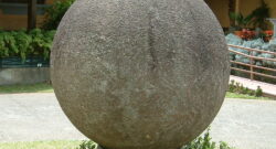 Stone sphere made by the Diquís culture in the courtyard of the National Museum of Costa Rica